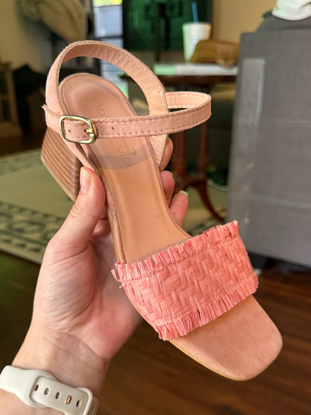 Bos. & Co. Blush Pink Raffle Block Sandal size 6